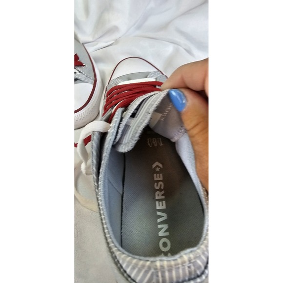 CONVERSE  Double Upper  Grey & White‎ Sneakers Red And White Laces- Size 9 - Picture 11 of 11